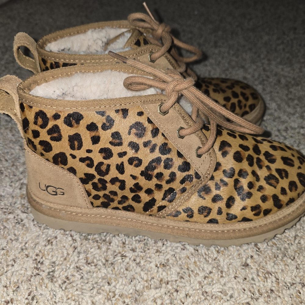 UGG Women's Neumel Brown Leopard Print Ankle Boots